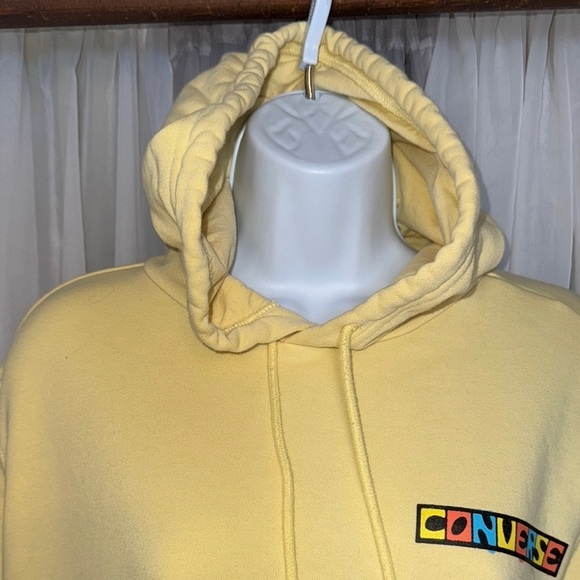 Converse Yellow Fleece Hoodie Sweatshirt - Picture 3 of 8